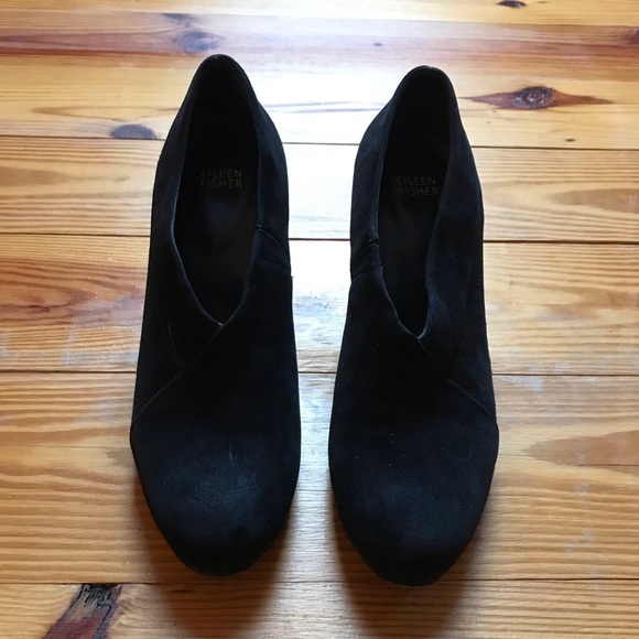 Eileen Fisher Black Suede Heels, EUC, 9 - Picture 8 of 13